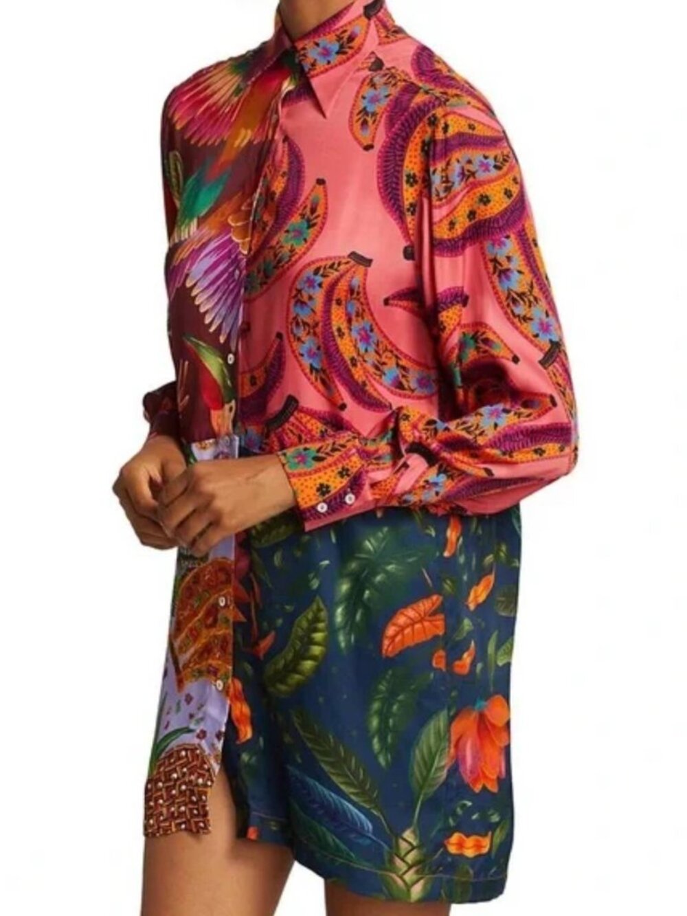 Farm Rio Mixed Tropical Print Shirt Dress - Picture 4 of 7